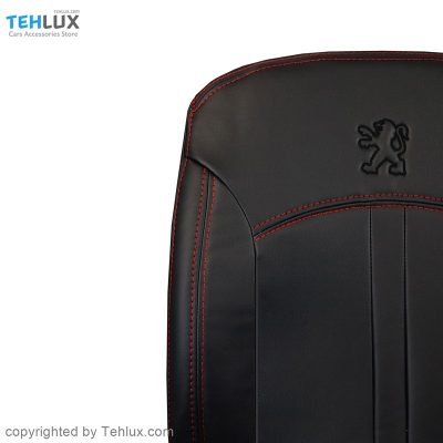 روکش صندلی چرم مناسب پژو 206 کد A101 مشکی دوخت قرمز