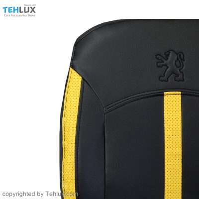 روکش صندلی چرم مناسب پژو 206 مشکی نوار زرد کد A101