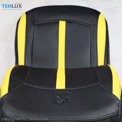 روکش صندلی چرم مناسب پژو 206 نوار زرد زمینه مشکی کد A101