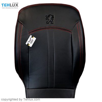 روکش صندلی چرم مناسب پژو 206 کد A101 زمینه مشکی نوار مشکی دوخت قرمز